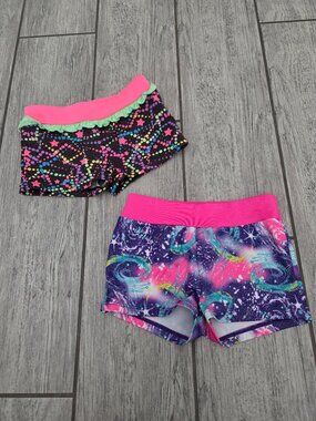 Freestyle by Danskin Girls Printed Dance Shorts (2) Pink Black Galaxy Size 4/5